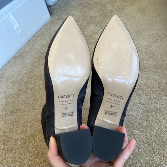 NWD L’agence Jeanne Block Heel Gray Suede Booties - Picture 8 of 8